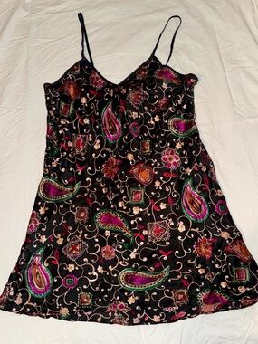 90s August Silk 100% Silk Paisley Slip Lingerie or Slip Dress Large